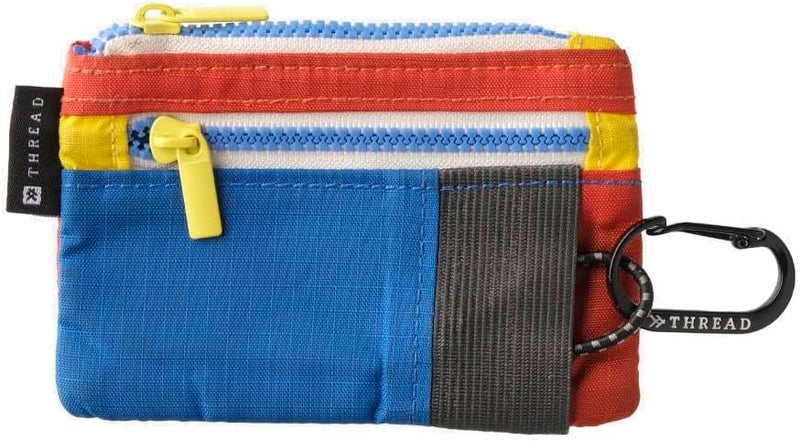 Thread Wallets Pouch Wallet – Compact Zip Wallet with Clear ID Window, Coin & Card Pockets, and Key Stash – Lightweight Rip-Stop Travel Wallet for Men & Women (Color Block) - Image 1